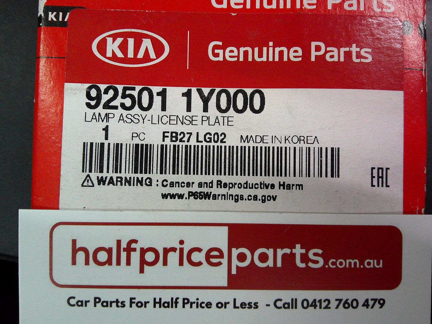 Kia Picanto Genuine Rear License Plate Lights New Part