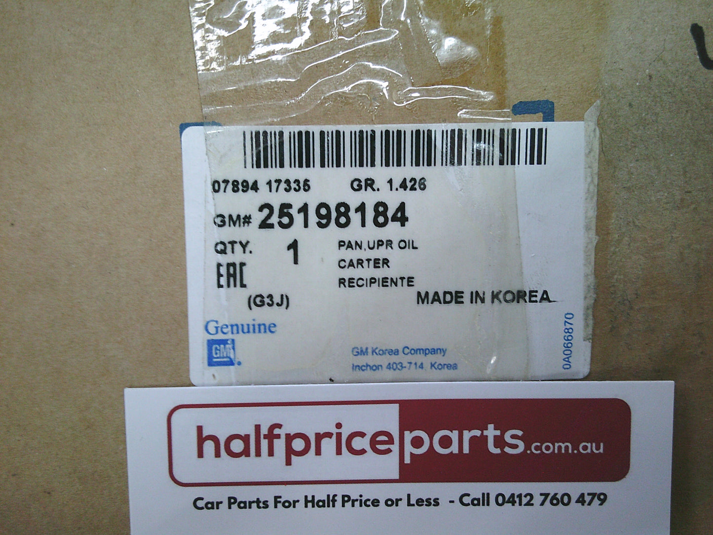 Holden Cruze Genuine Upper Oil Pan Assembly - New Part