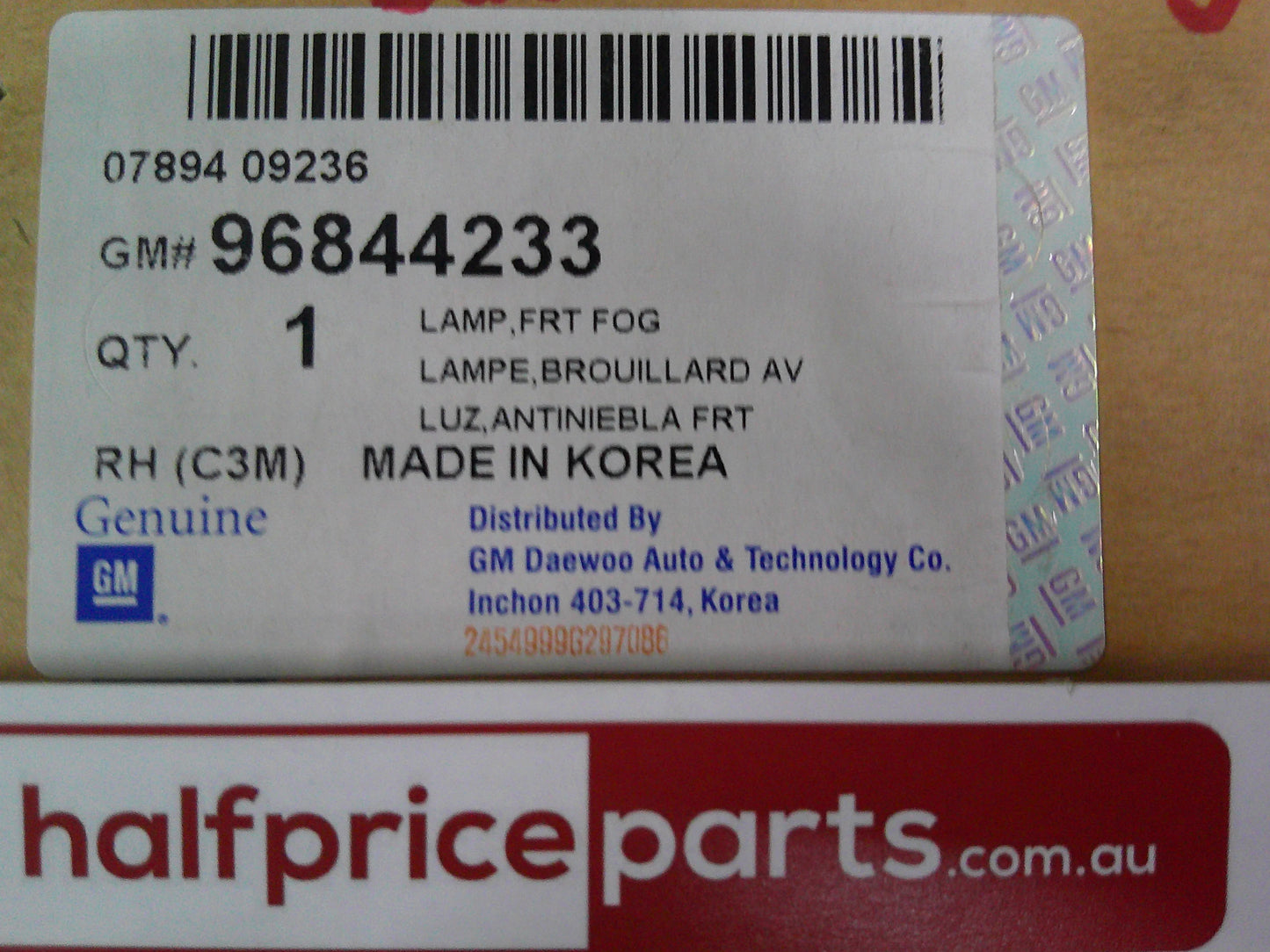 Holden MJ Barina Spark Hatch Back Genuine Drivers Side Fog Light New Part