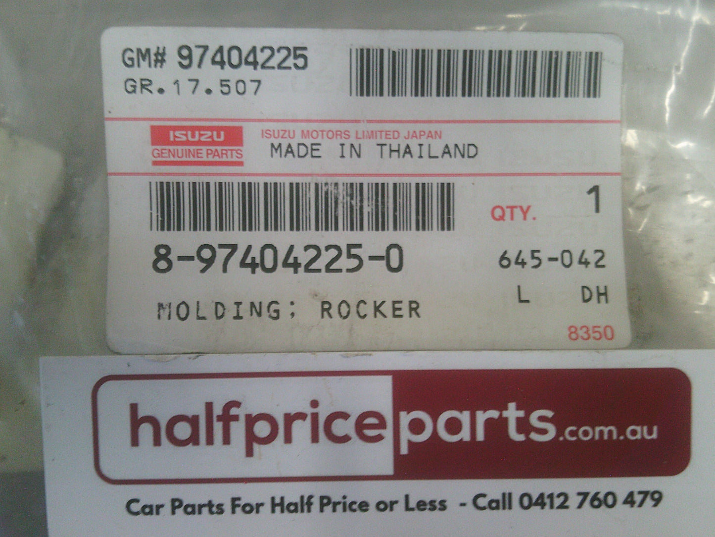 Holden RC/RA Rodeo Genuine Left Hand Rear Door Moulding (White) New Part