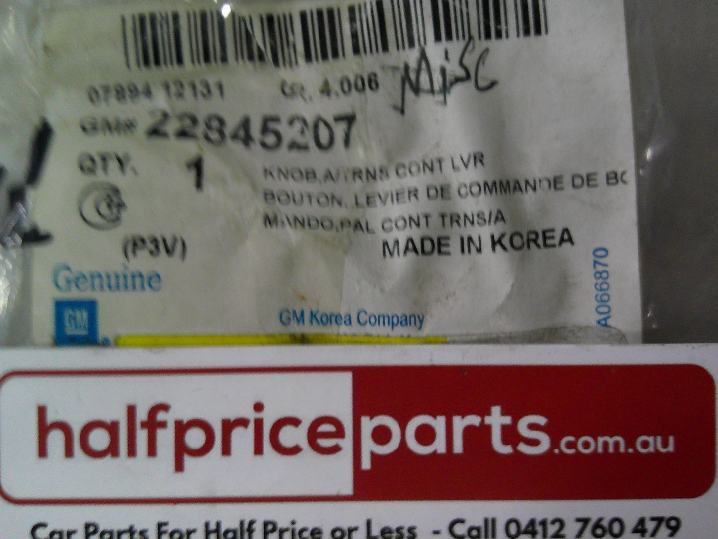 Holden Malibu Genuine Automatic Transmission Knob New Part