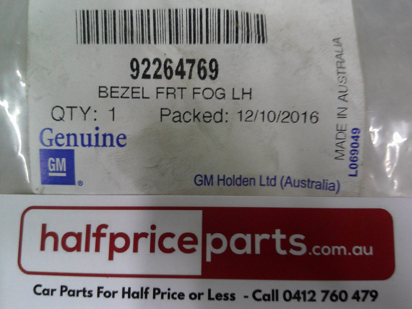 Holden VF Caprice Genuine Left Hand Chrome Fog Light Bezel New Part