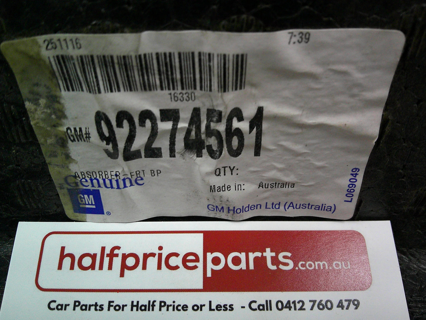 Holden VF Commodore Genuine Front Bar High Energy Impact Absorber New Part