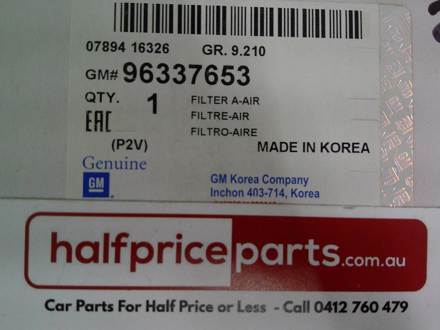 Holden EP Epica Sedan Genuine Cabin Filter/Pollen Filter New Part