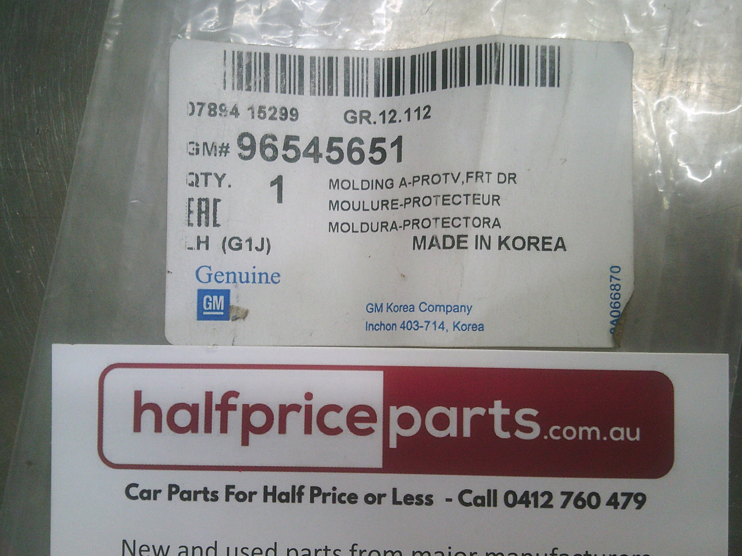 Holden Viva Genuine Left Hand Front Door Moulding New Part