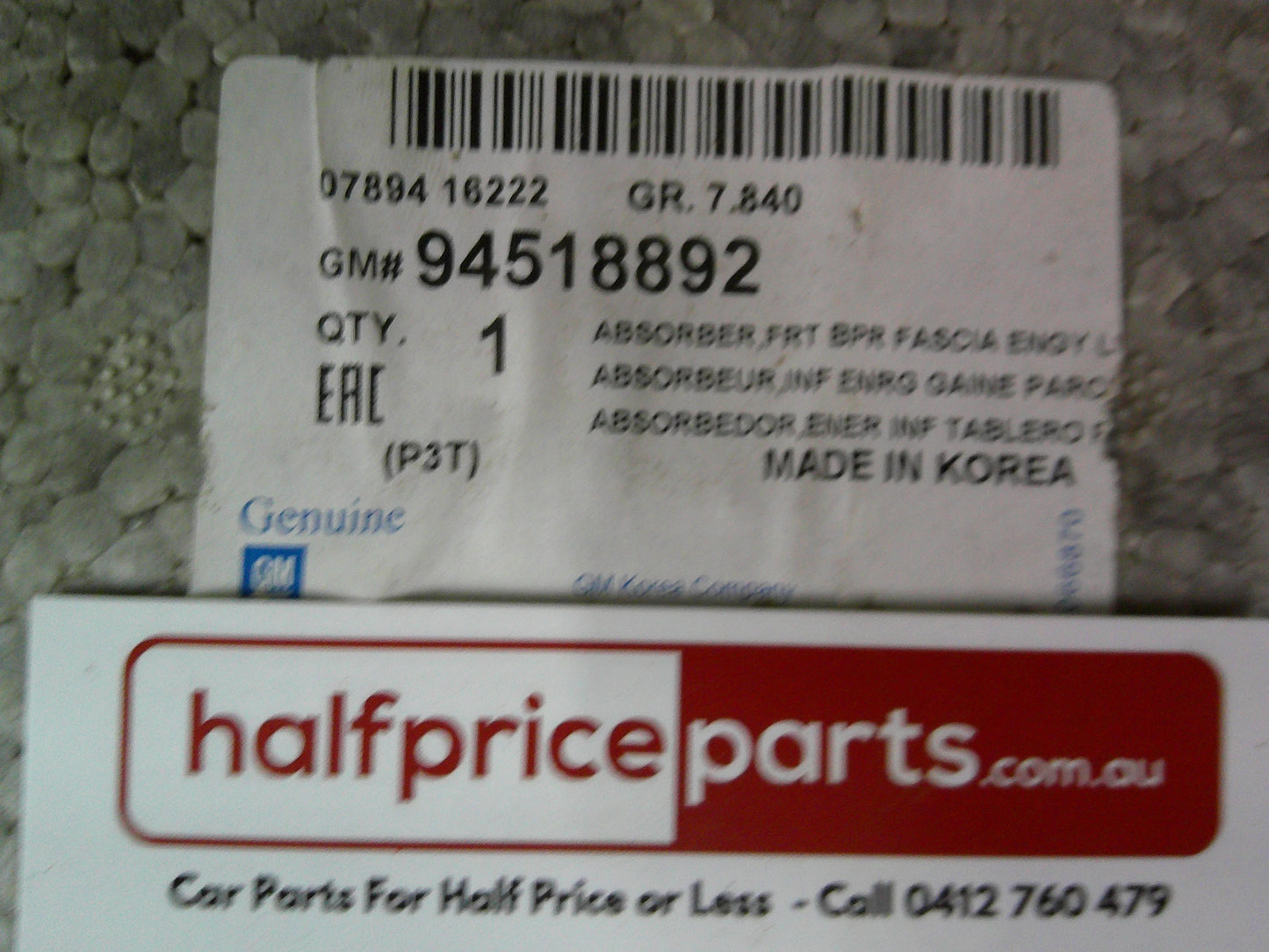 Holden TJ Trax Genuine Front lower Energy Absorber New Part