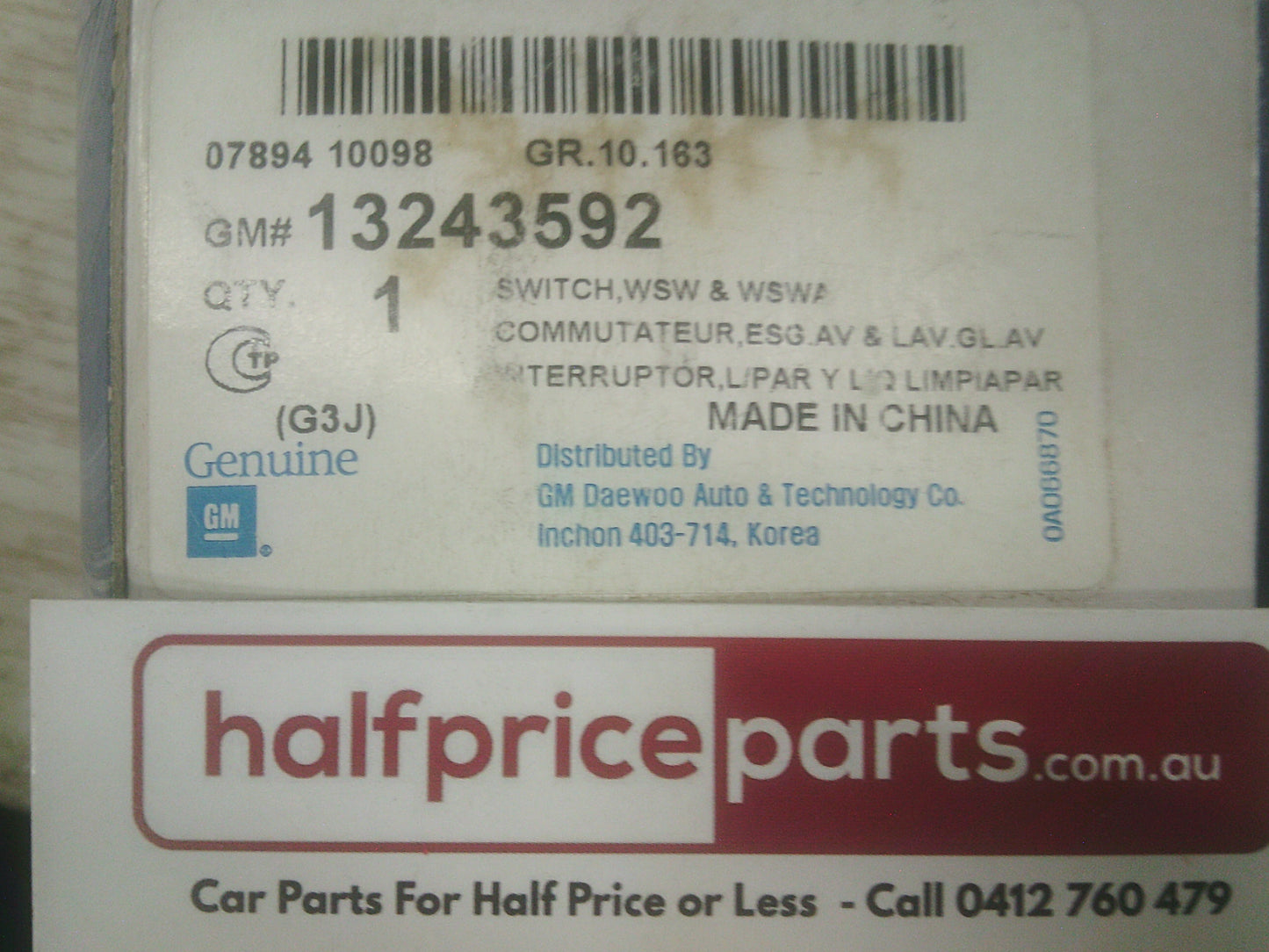 Holden JG Cruze Genuine Wiper Stalk Switch New Part