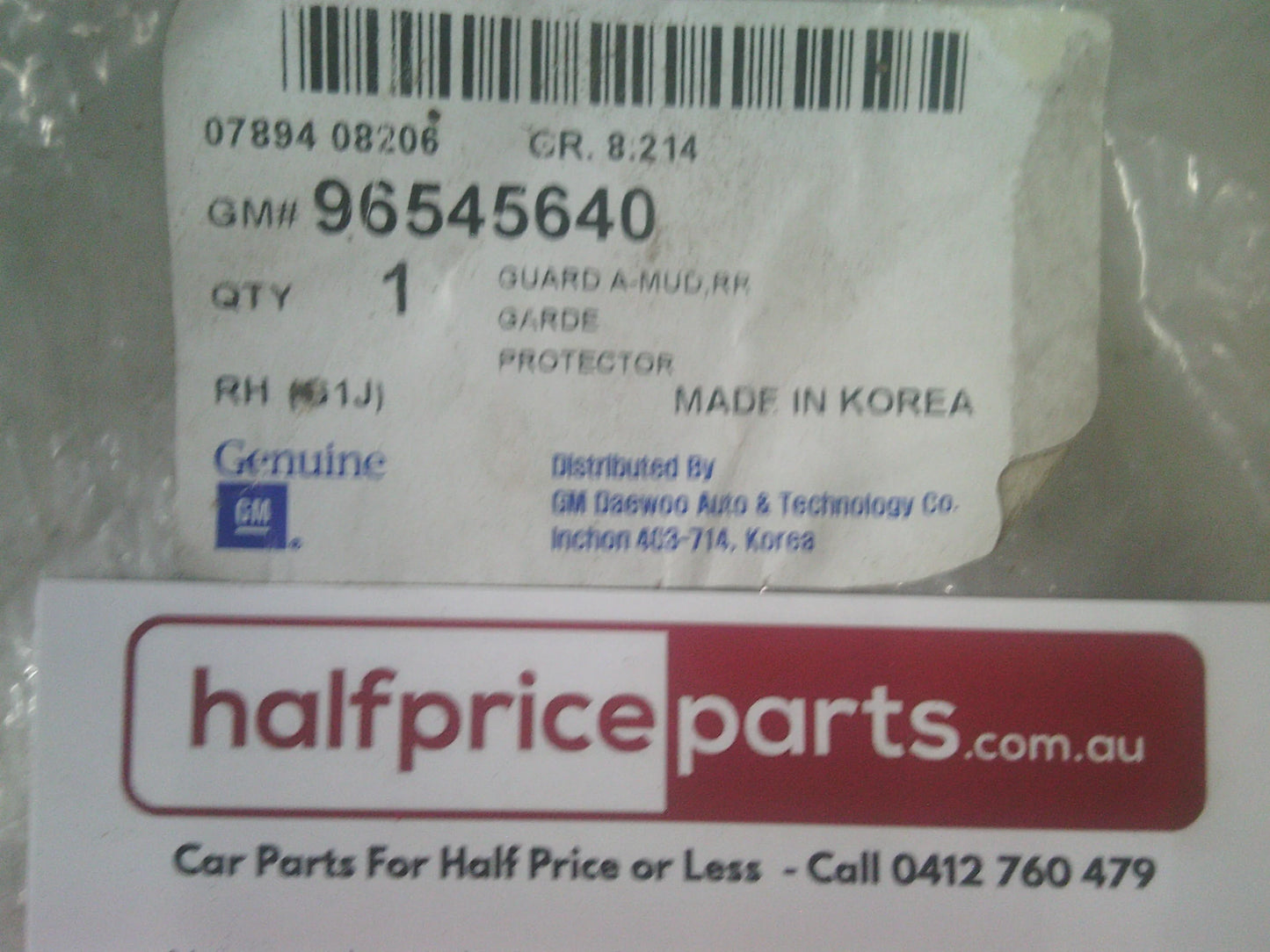 Holden JF Viva Sedan Genuine Right Hand Rear Mud Flap New Part
