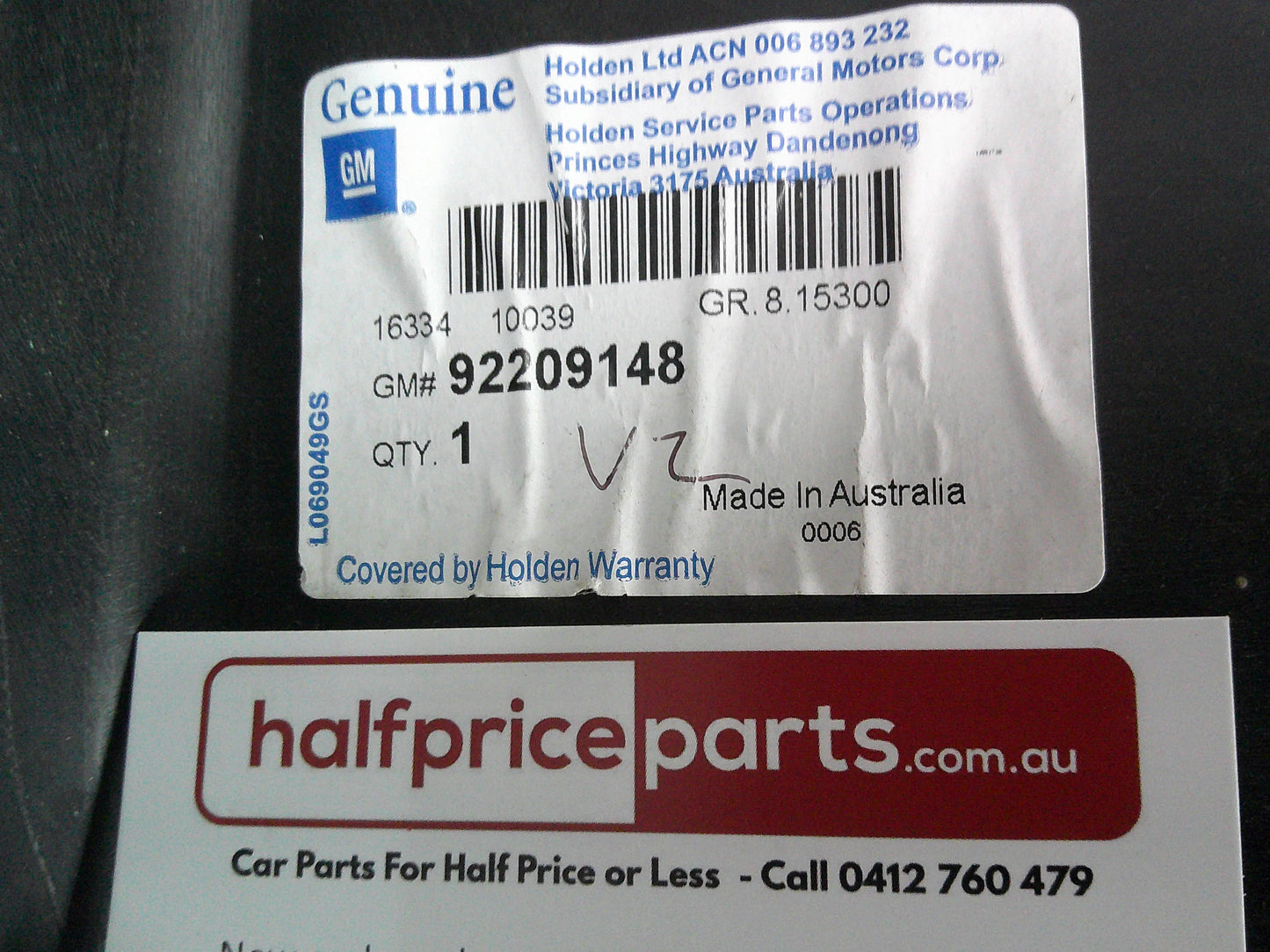 Holden VY/VZ Adventra Genuine Front Left Inner Splash Guard Liner New Part