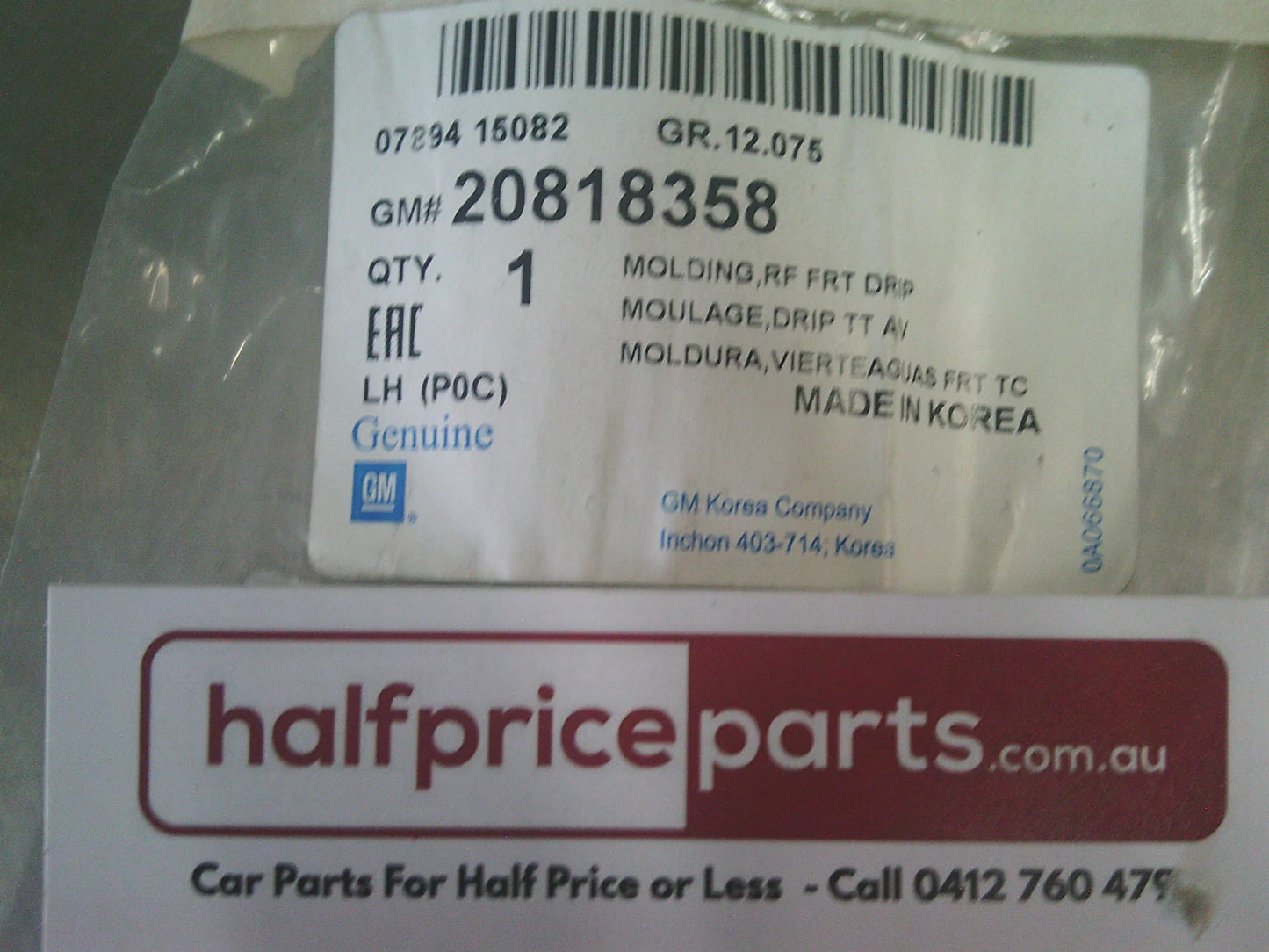Holden CG Captiva Genuine Left Hand Front Drip Moulding New Part
