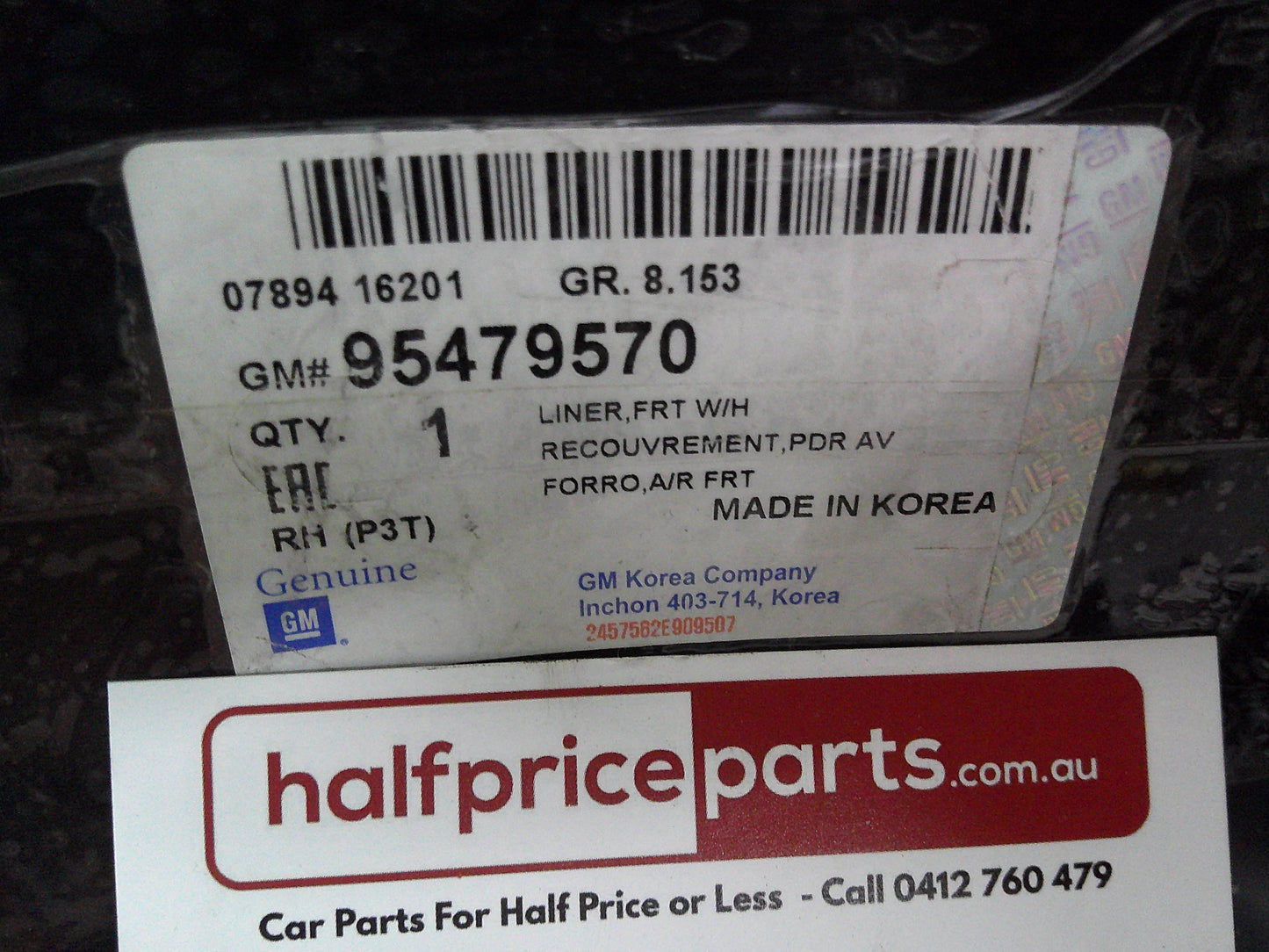 Holden TM Barina Genuine Right Hand Rear Inner Splash Shield New Part