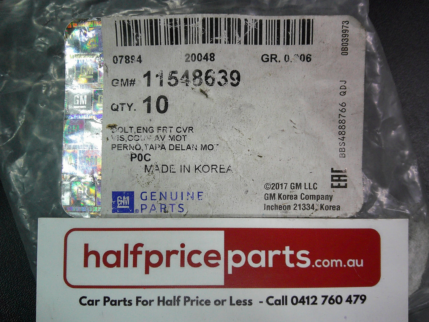 Holden JH Cruze Genuine Bolt Engine Front Cover 10 Pack New Part
