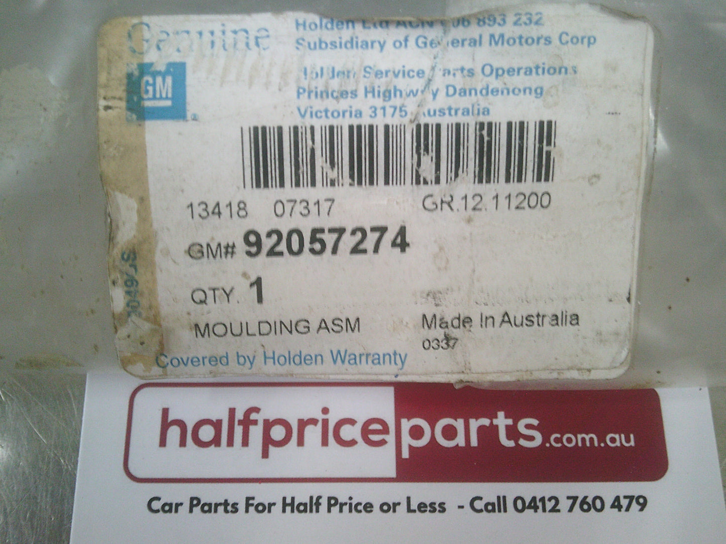 Holden VT/VX Commodore Calais Genuine Left Hand Door Moulding (Unpainted) New