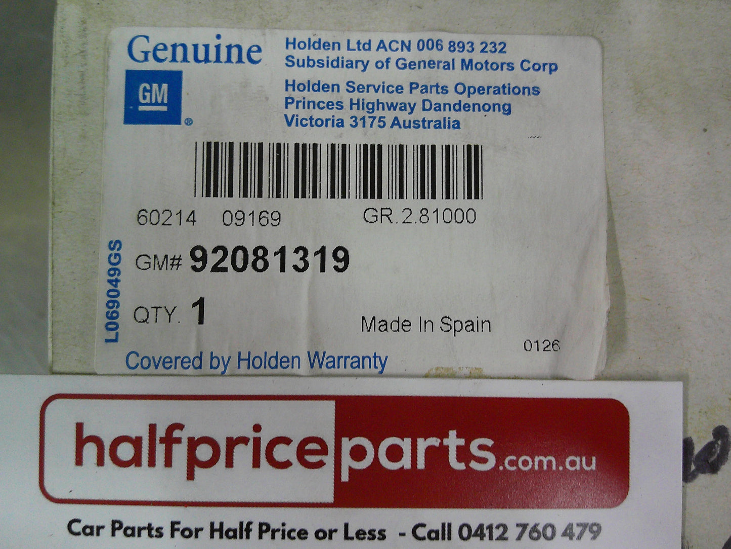 Holden HZ Sedan/VY/VZ/Commodore/WK/WL Statesman Genuine Low Note Horn New Part