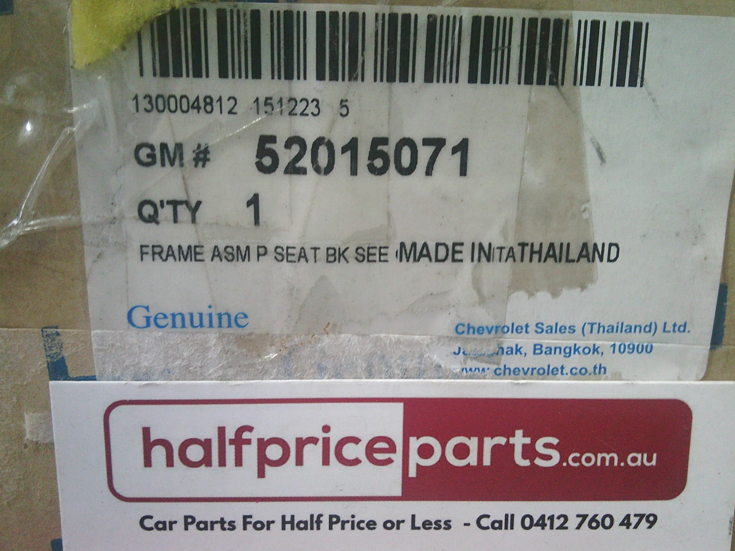 Holden RG Colorado Genuine Seat Back Frame Assembly New Part