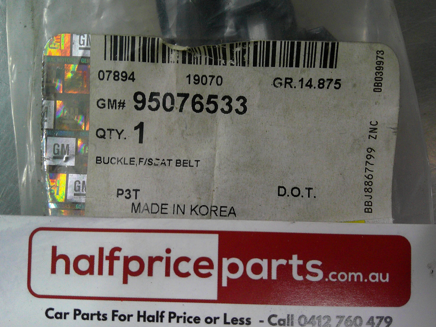 Holden Barina Spark Genuine Right Hand Front Seat Buckle New Part