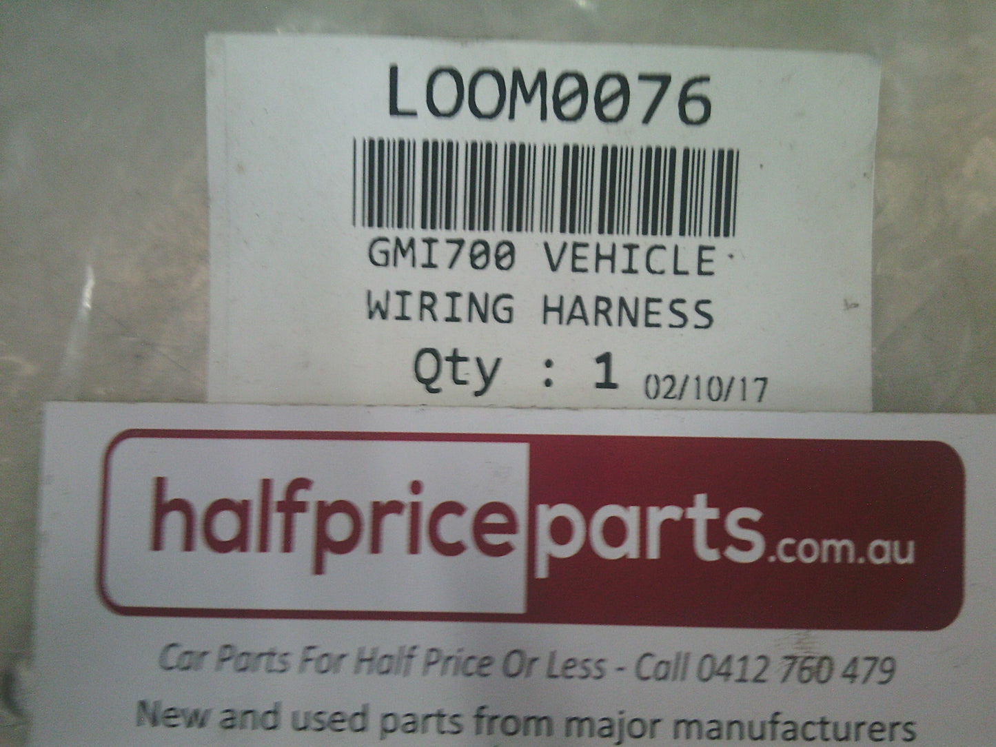 Holden Colorado Driving Light Wiring Harness Only - New Part