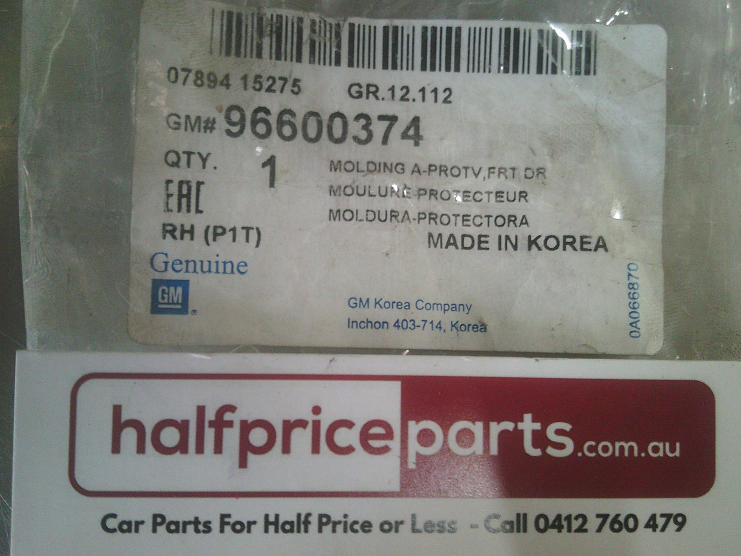 Holden TK Barina 3 Door Genuine Right Hand Front Door Molding New Part