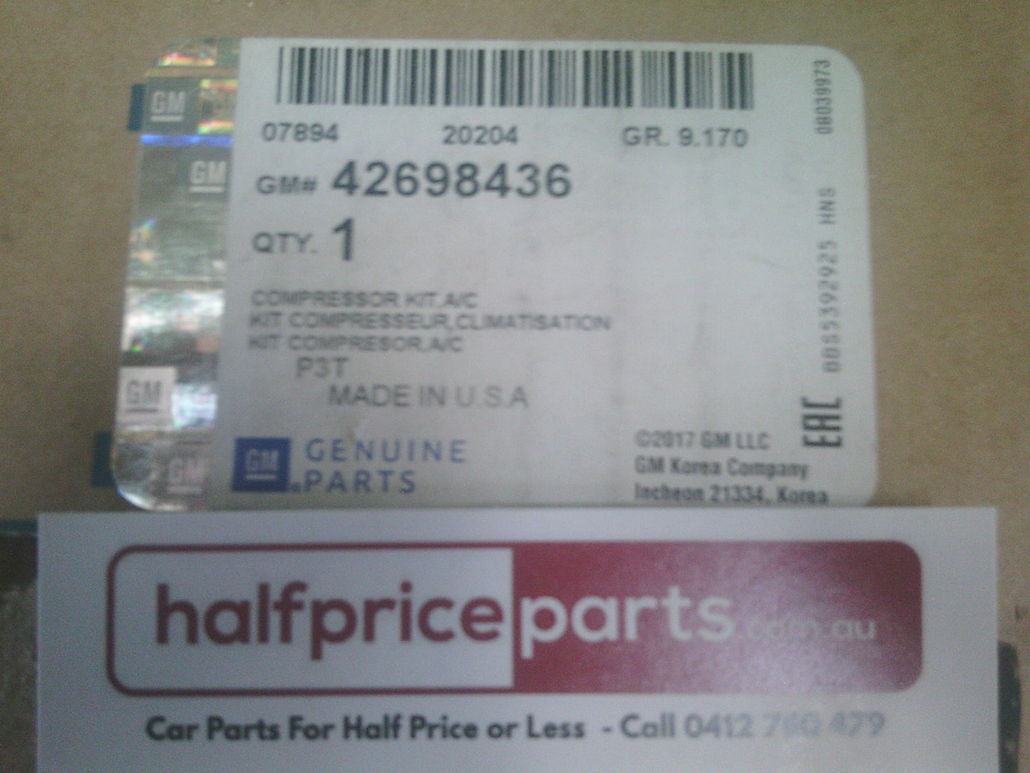 Holden Trax Genuine Air Conditioning Compressor Kit - New Part