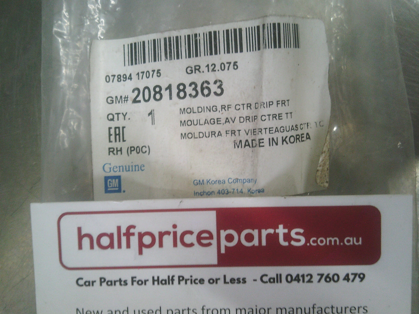 Holden CG Captiva Genuine Right Hand Middle Front Roof Moulding New Part