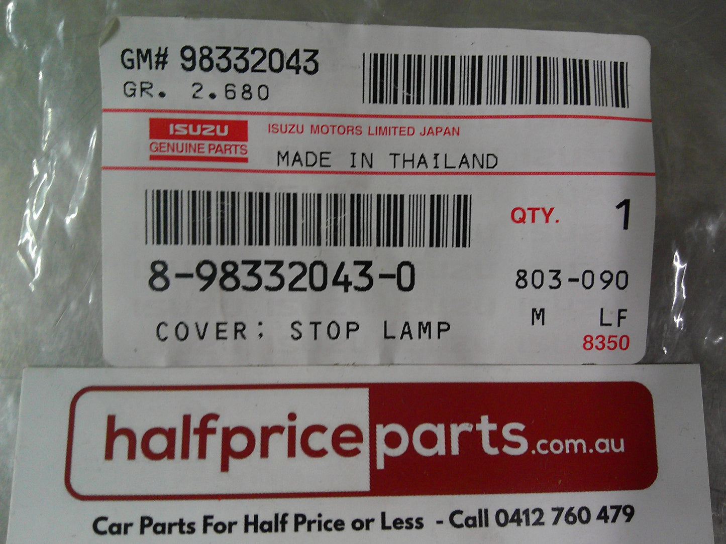 Isuzu D-Max Genuine Rear Cabin Upper Brake Light Water Proof Seal New Part