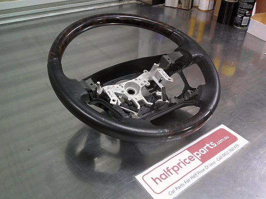 Toyota Landcruiser 200 Series Genuine Leather Steering Wheel Used Part VGC