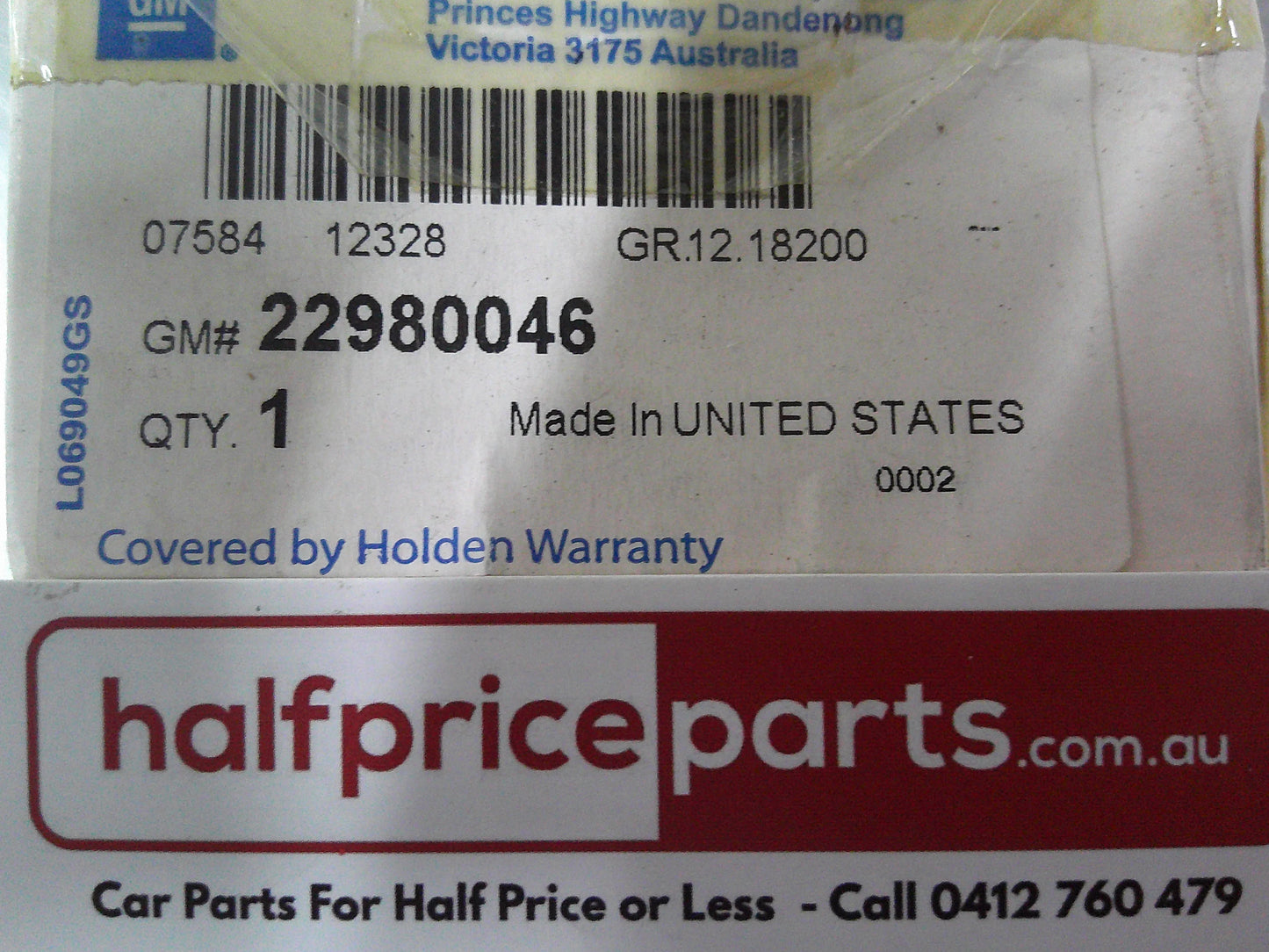 Holden JH Cruze Genuine Rear Boot Lid Emblem Chrome & Black New Part