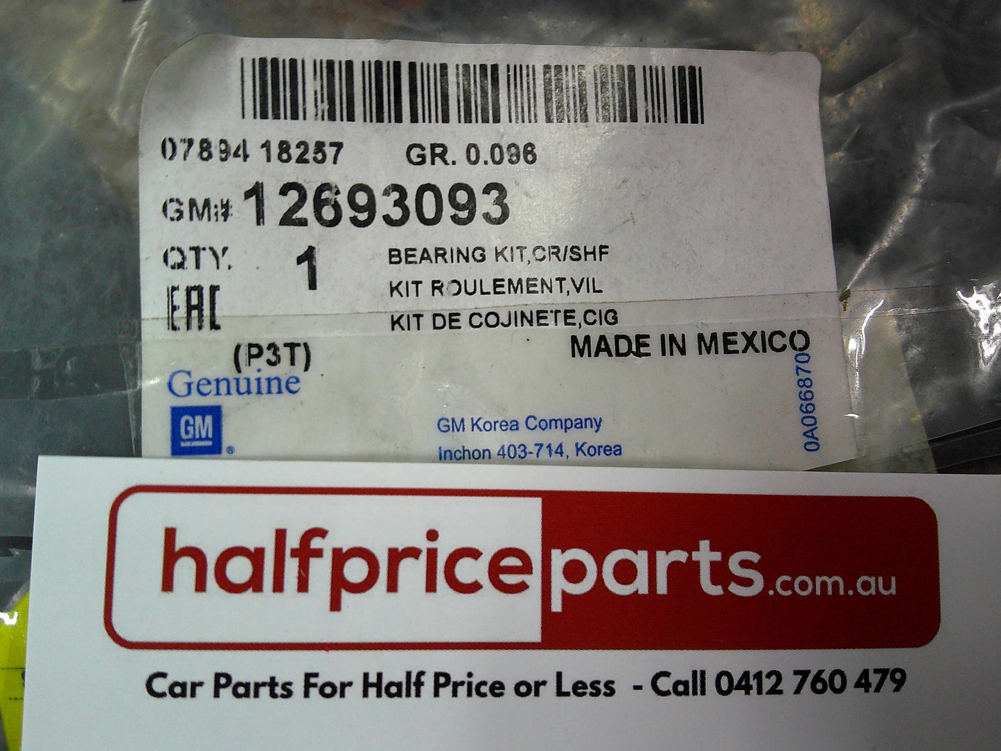Holden Astra Genuine 1.0L Petrol Standard Crankshaft Bearing Kit New Part