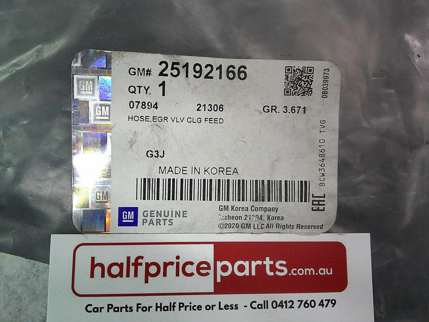 Holden CG Captiva Genuine Diesel EGR Valve Coolant Hose New Part