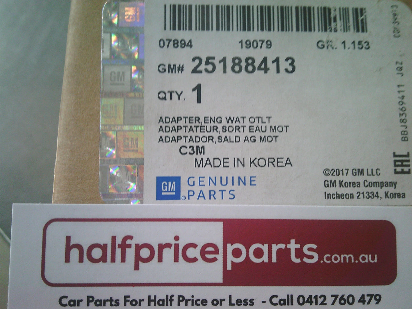 Holden Spark Genuine Engine Water Pump Adapter New Part