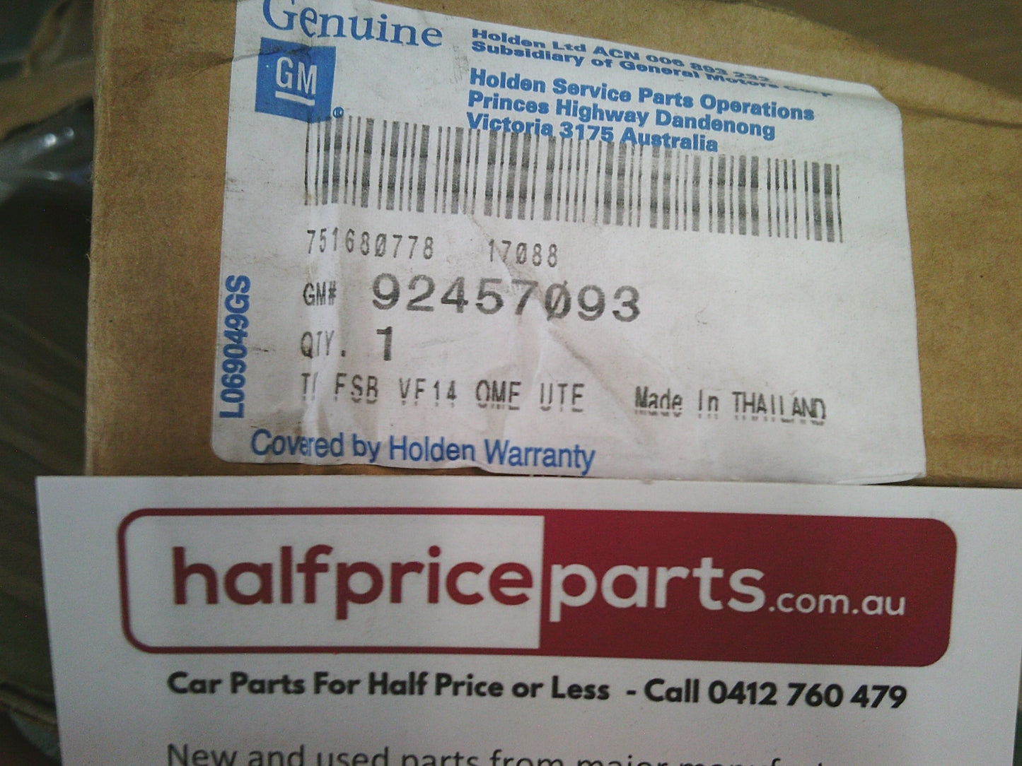 Holden Commodore VF Ute Genuine Right Hand Front Seat Back (Jet Black Cloth) New Part