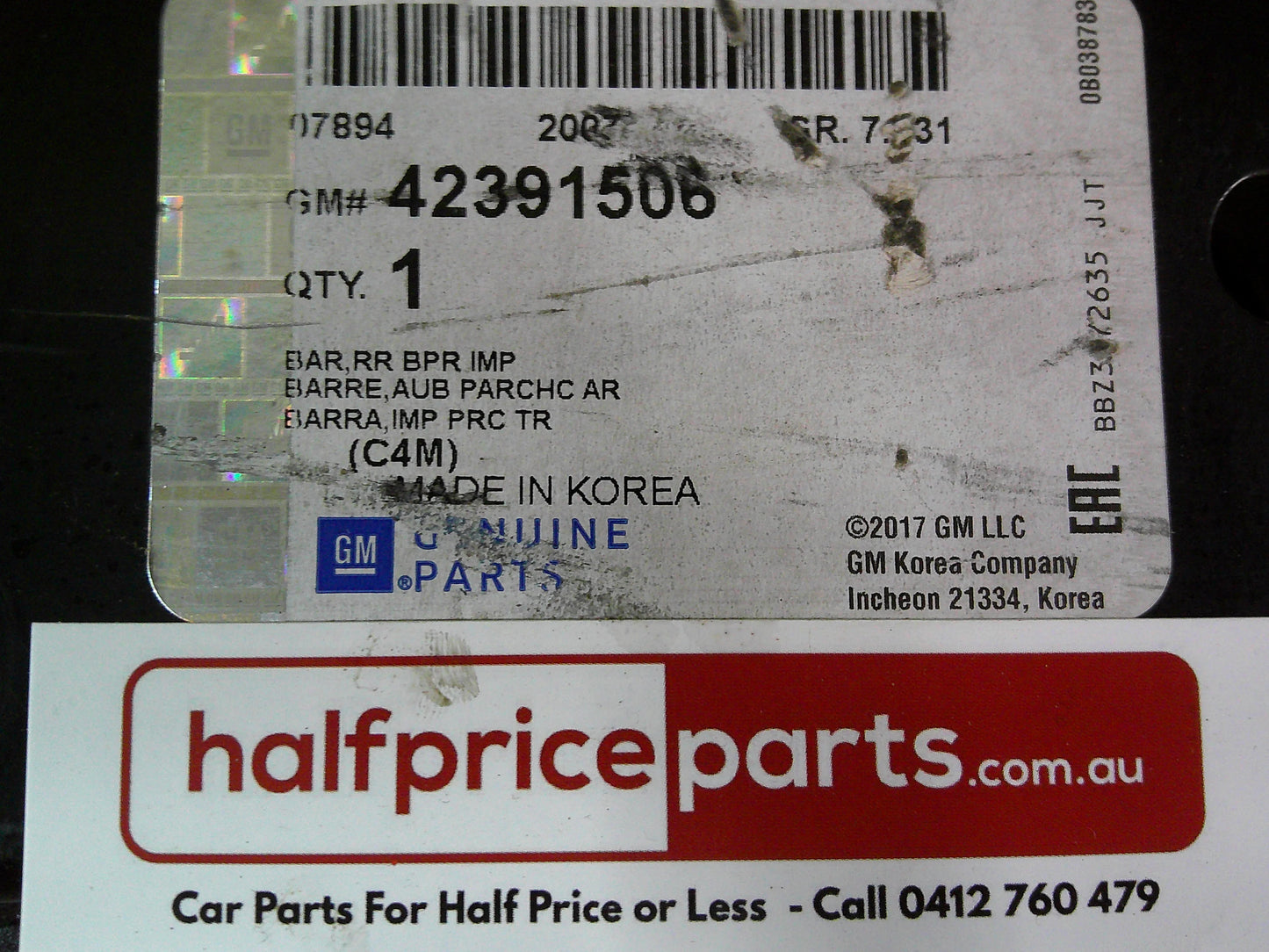 Holden MP Spark Genuine Rear Bumper Reinforcement New Part