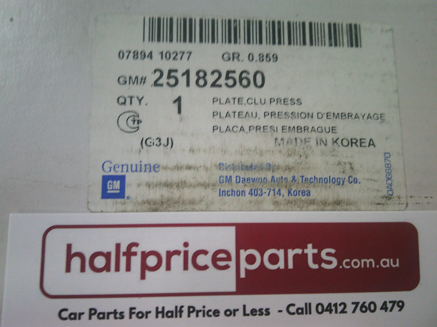 Holden JG/JH Cruze Genuine Clutch Pressure Plate New Part