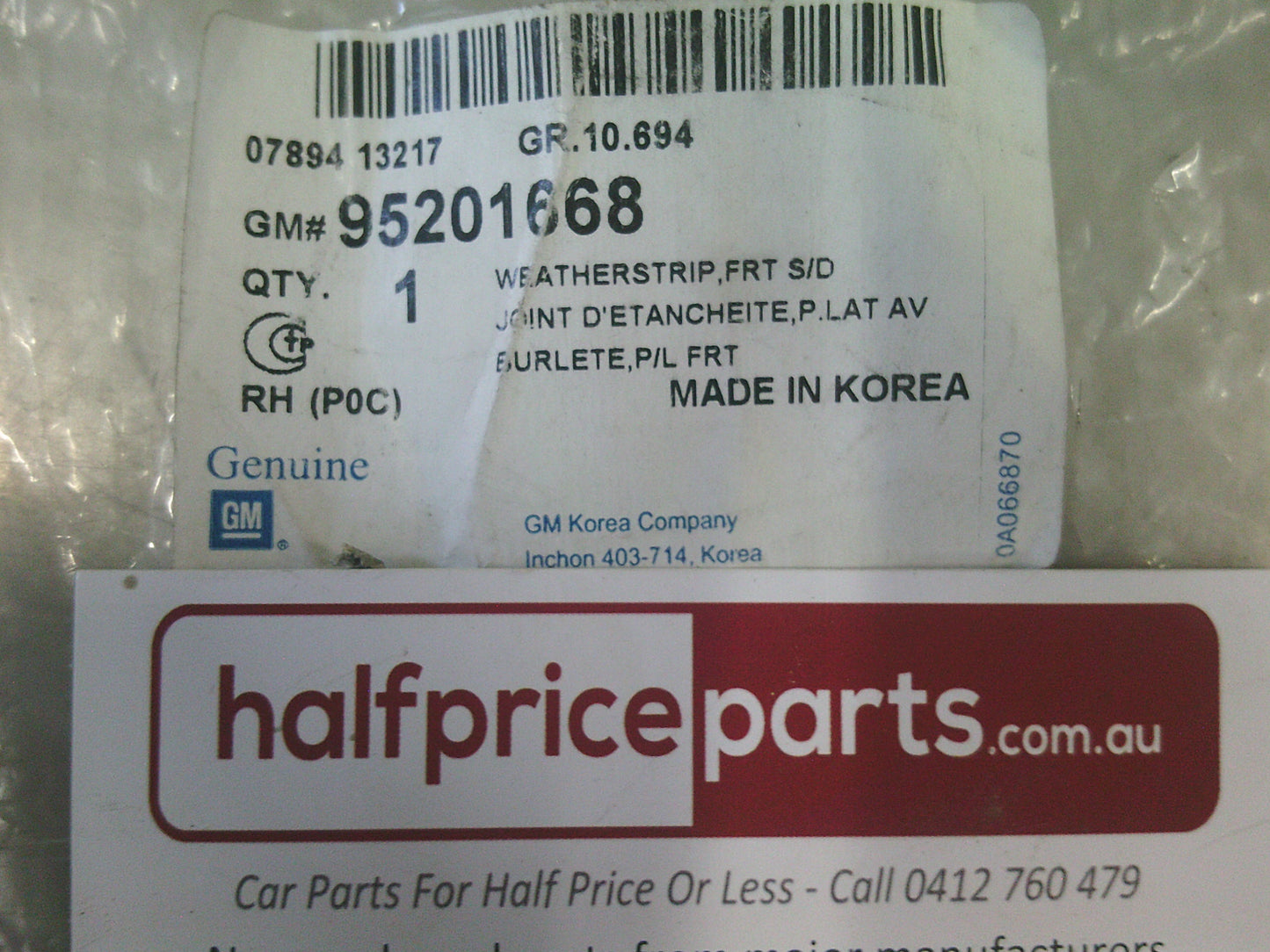 Holden CG Captiva Genuine Front Right Weatherstrip - New Part