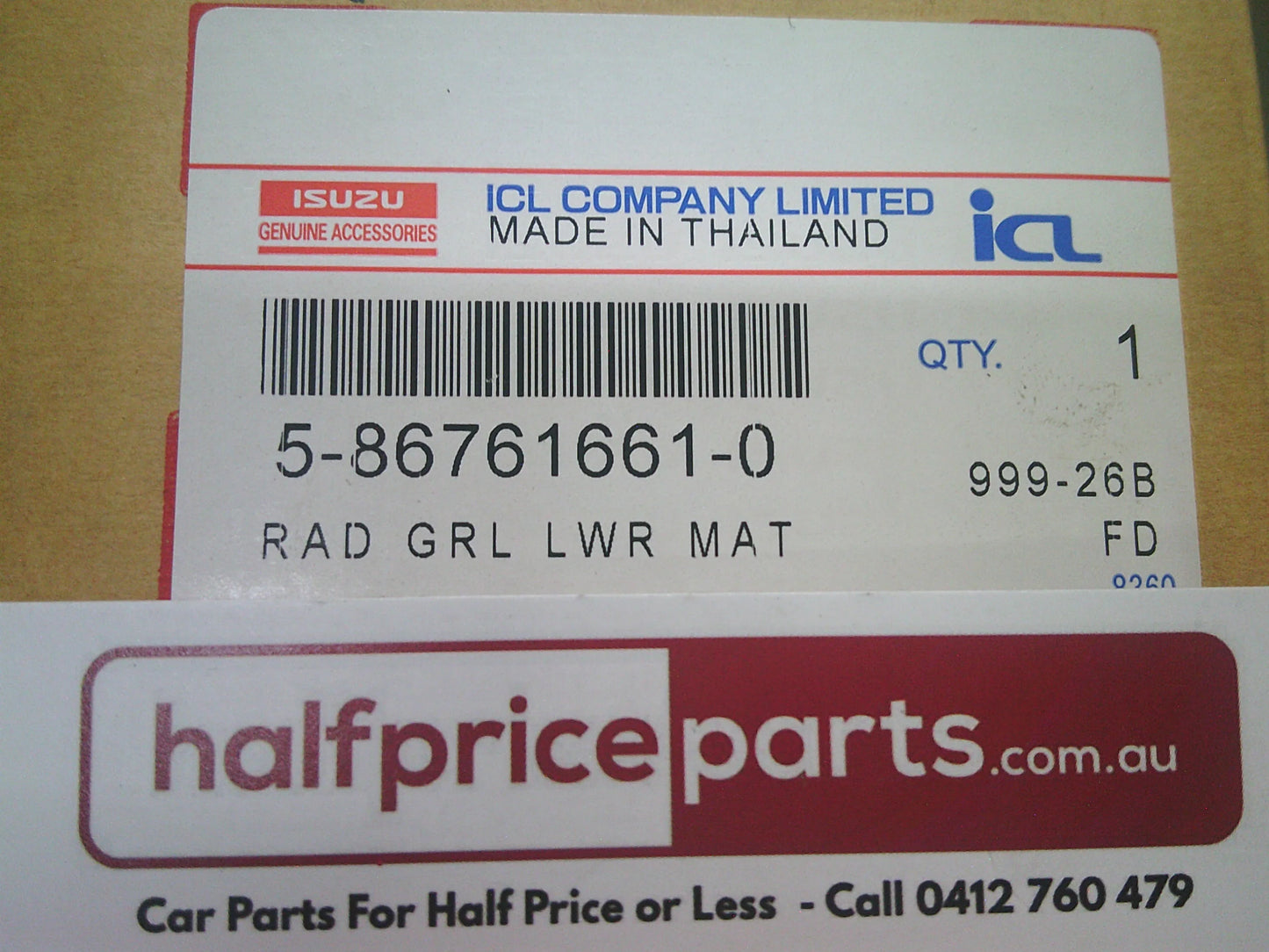 Isuzu Mu-x Genuine Front Lower Grille Assembly)(Unpainted) New Part