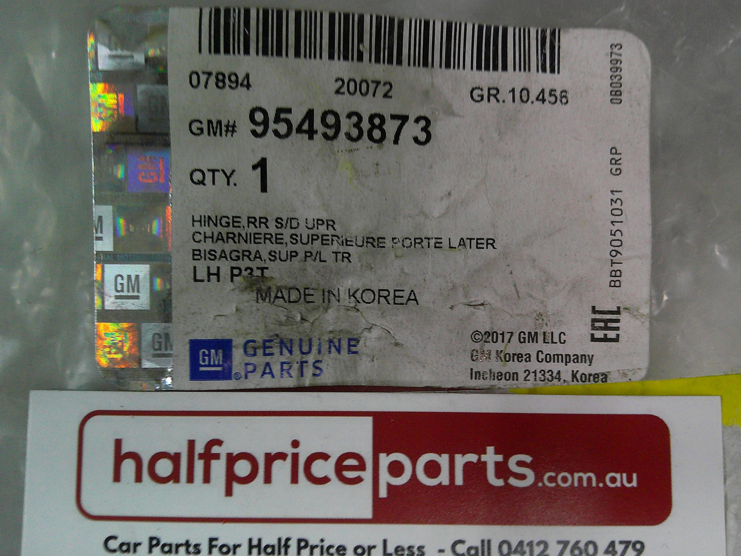 Holden Spark Genuine Right Hand Rear Lower Door Hinge New Part