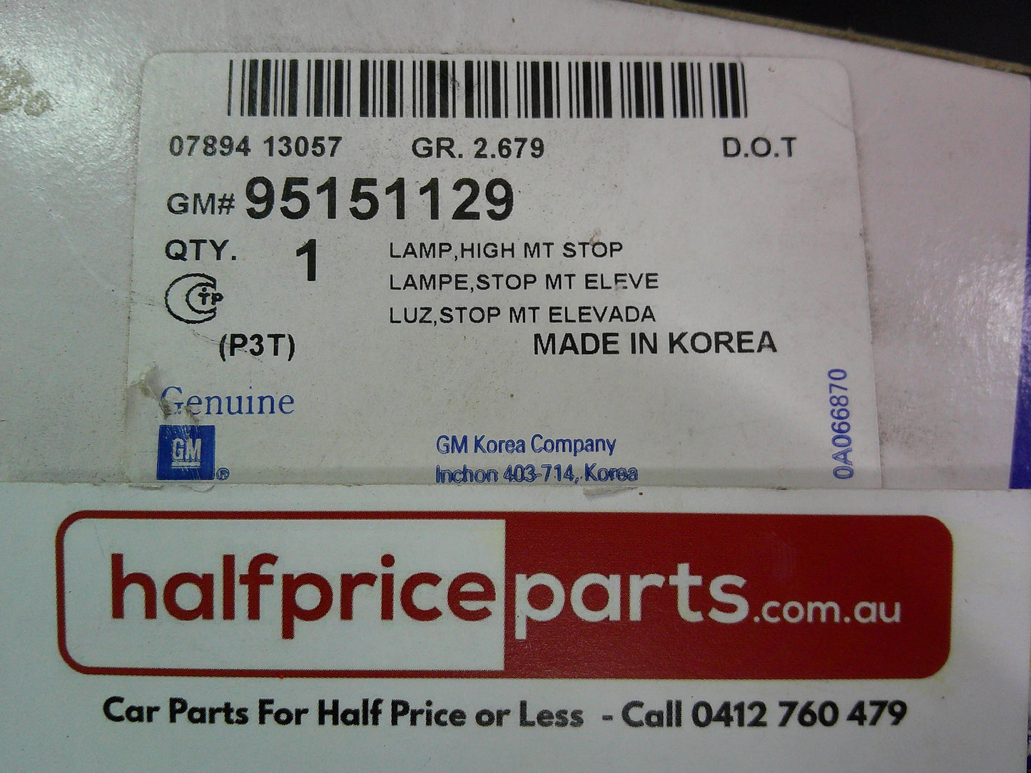 Holden TJ Trax Genuine High Mount Brake Light New Part