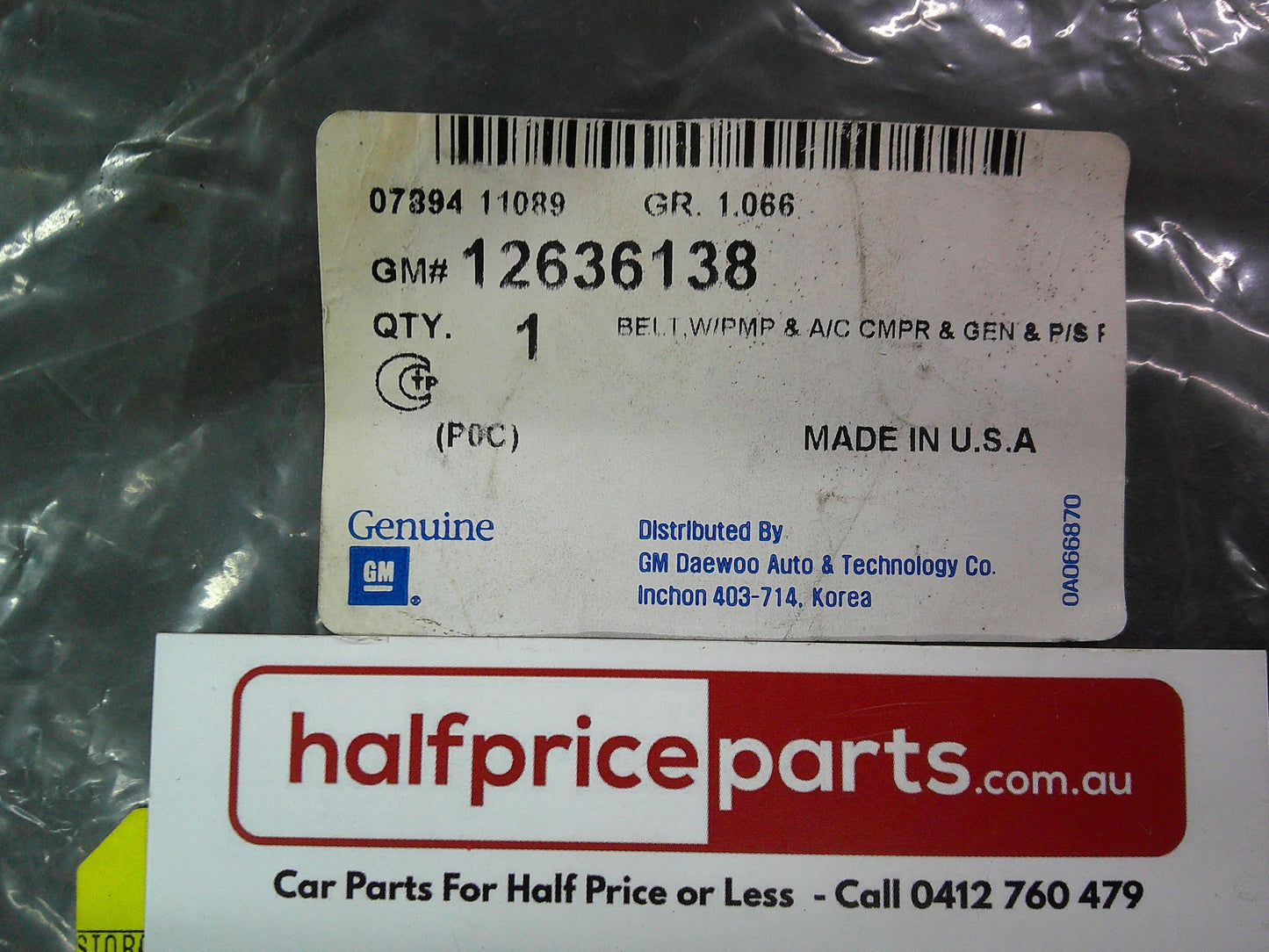 GM Genuine Drive Belt Suits Audi/Ford/GMC/Holden/Hyundai/Jeep/Kia/Mercedes-Benz/Porsche/SAAB New Part
