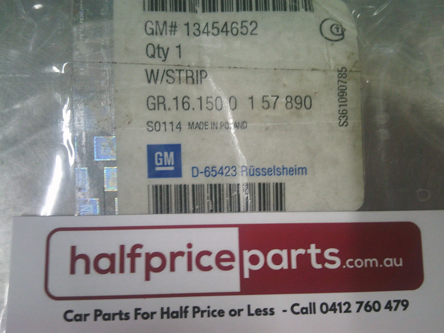 Holden ZB Commodore Genuine Right Hand Rear Door Weather Strip Seal New Part