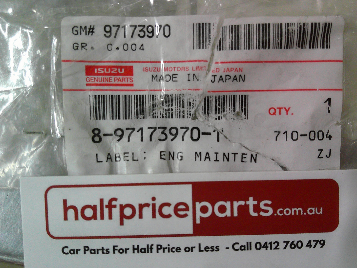 Holden Jackaroo Genuine Engine Maintenance Label New Part