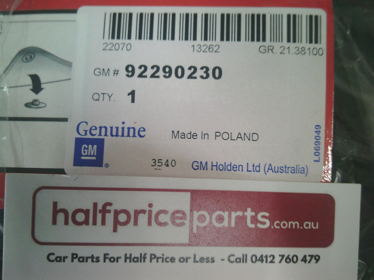 Holden RG Colorado Genuine Rear Carpet Mat 1 Piece New Part