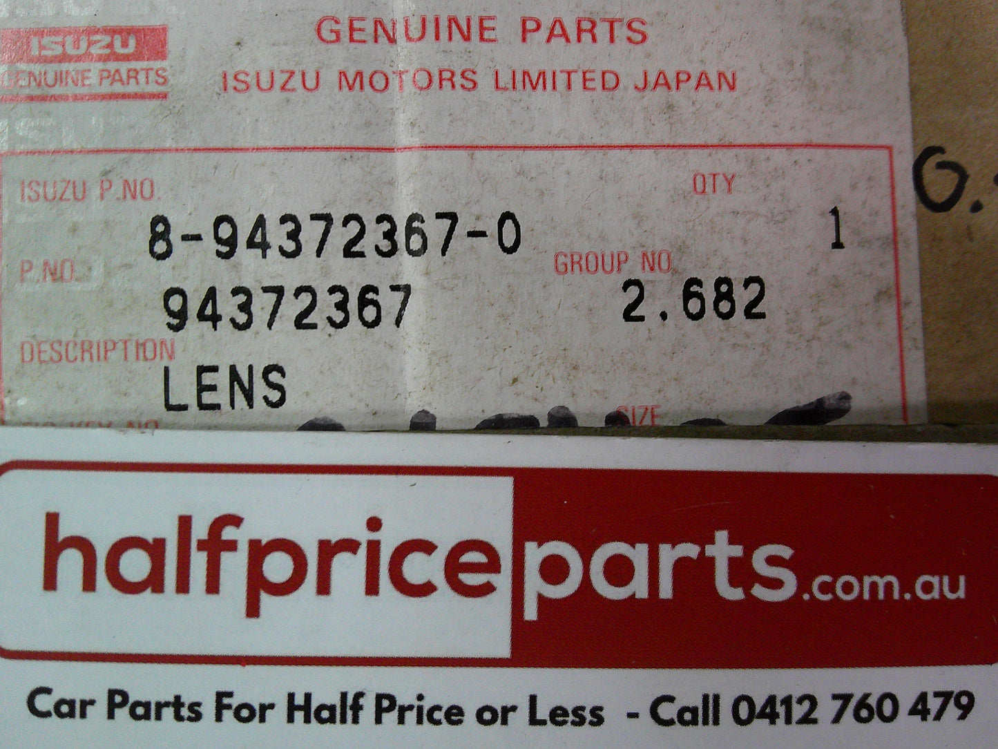 Holden TF Rodeo Genuine Left Hand Rear Stop Light Lens New Part