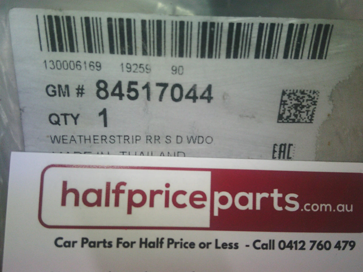 Holden RG Colorado Genuine Left Hand Rear Door Window Channel Rubber New Part