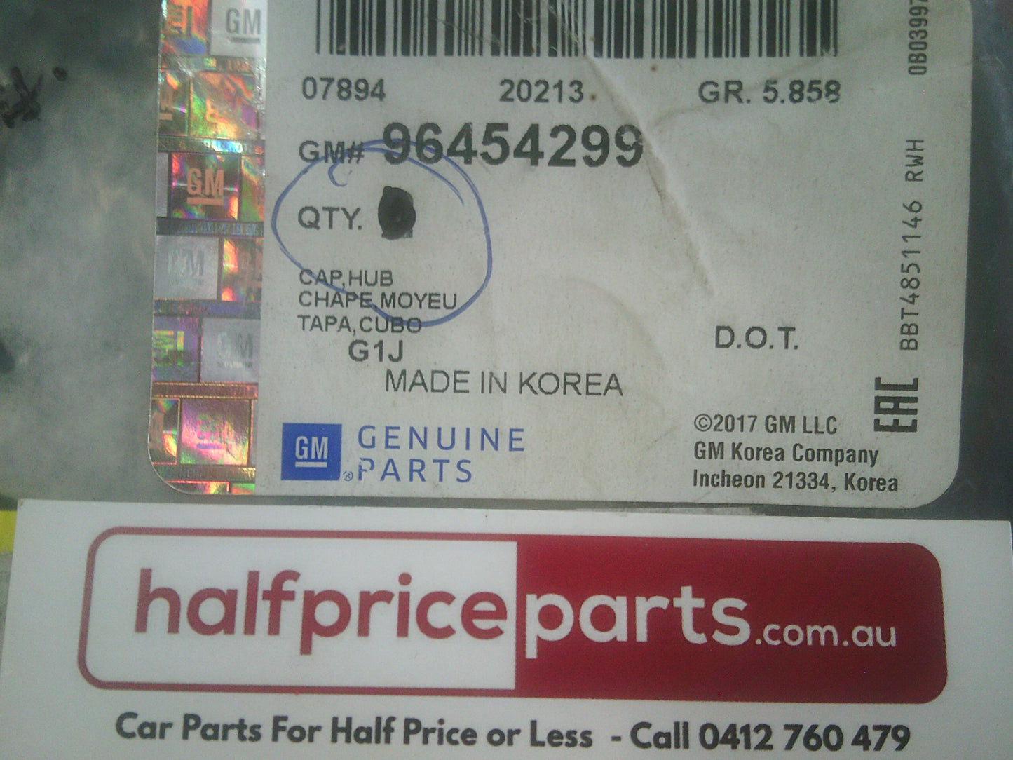 Holden TK Barina Genuine Wheel Centre Cap New Part