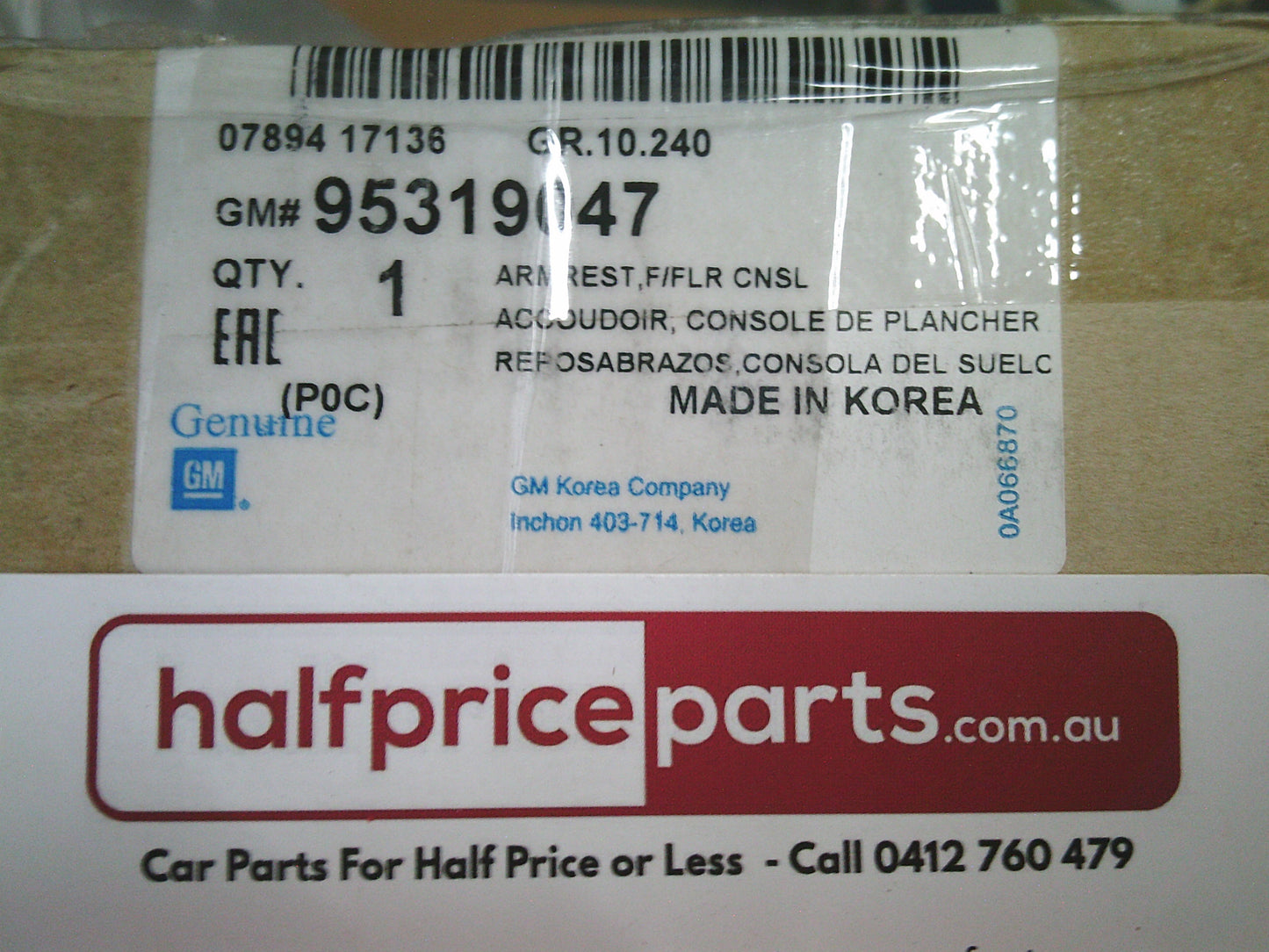 Holden CG Captiva Genuine Centre Console Lid/Armrest With White Stitching New Part