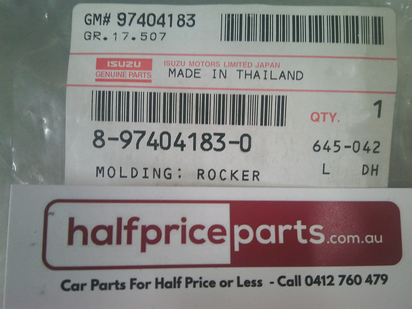Holden RC Rodeo/Isuzu D-Max Genuine Front Right Hand Outer Door Moulding (Factory White) New Part