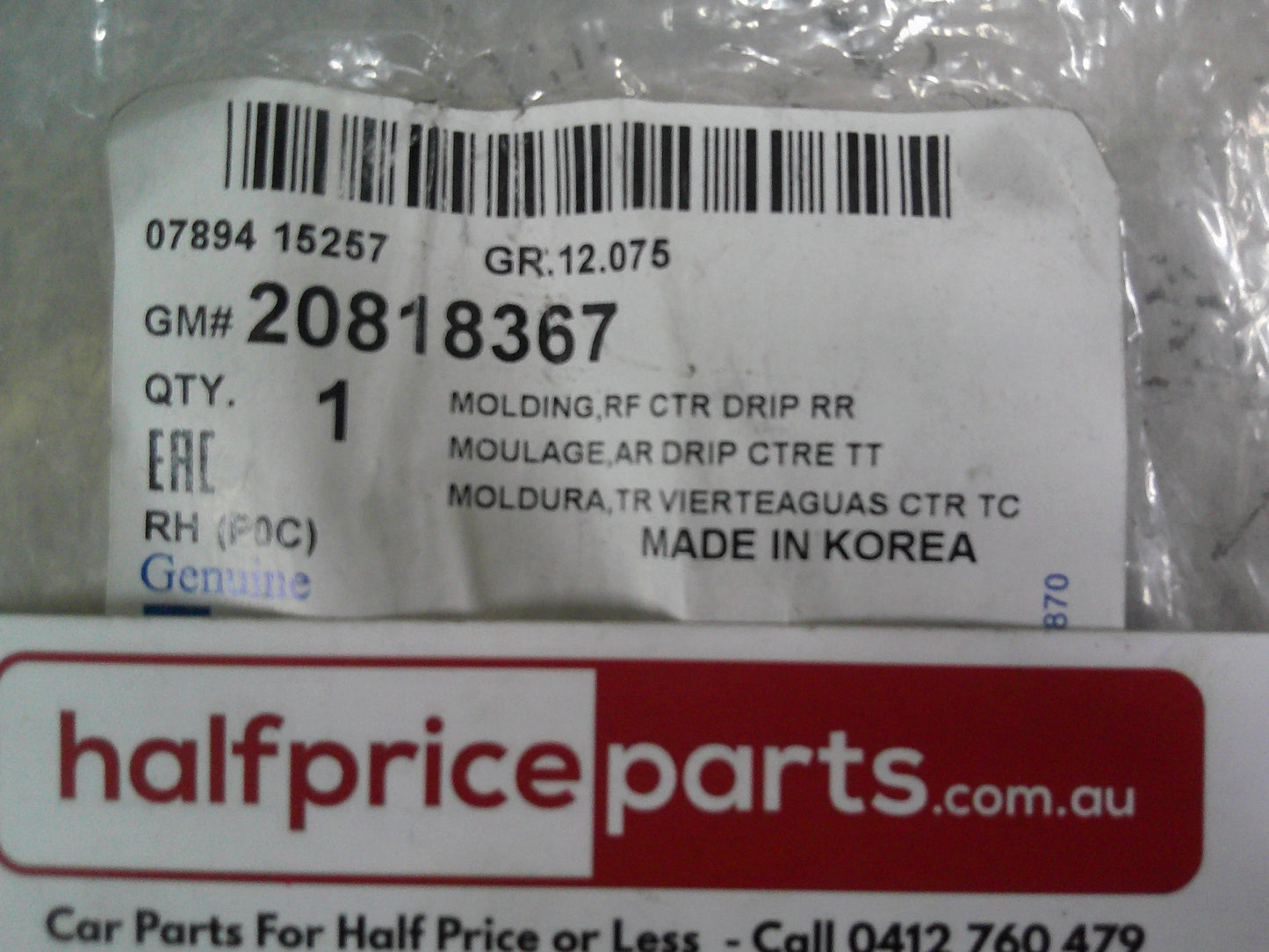 Holden CG Captiva Genuine Right Hand Middle Rear Roof Moulding New Part