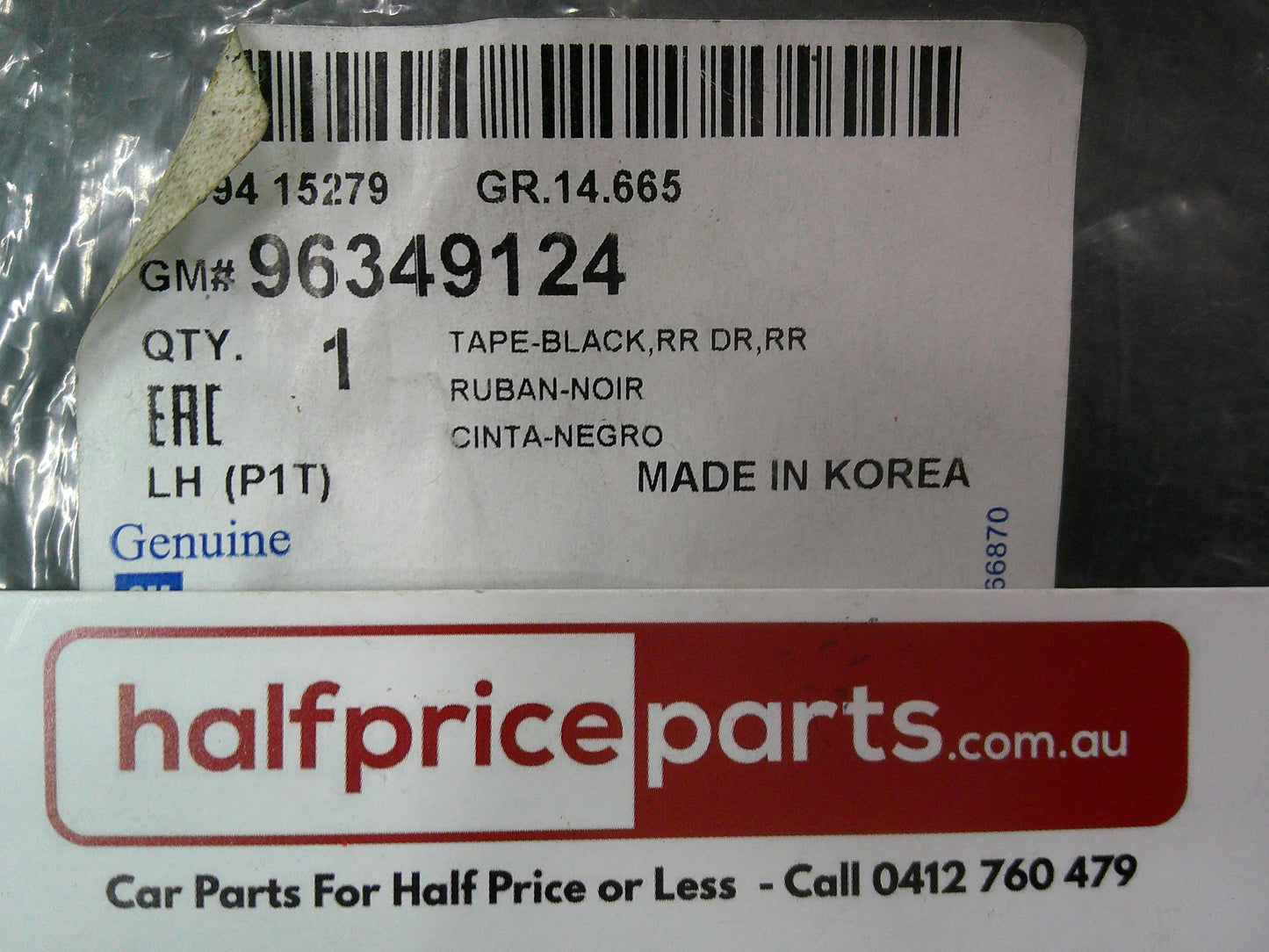 Holden TK Barina Genuine Right Hand Rear Door Tape New Part