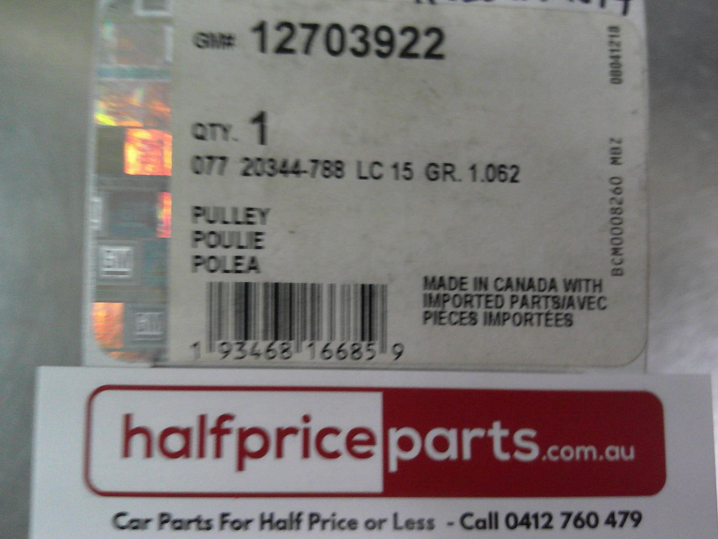 Holden VF Commodore Genuine Electric Power Steer Idler Pulley New Part