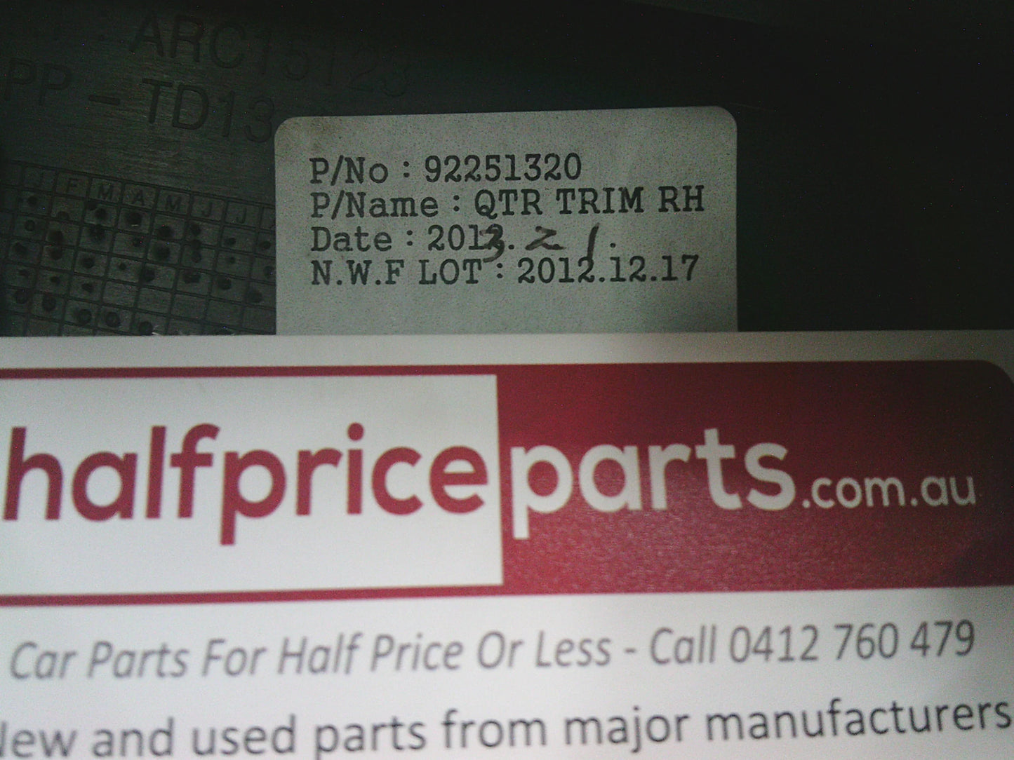 Holden VE Commodore Wagon Right Hand Rear Load Area Side Trim Light And Pocket New Part
